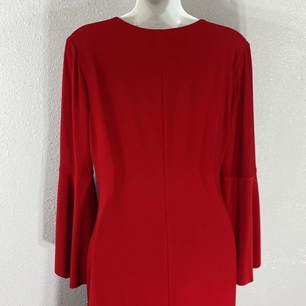 NWT Ralph Lauren red jersey faux wrap bell sleeve dress 6 AA30